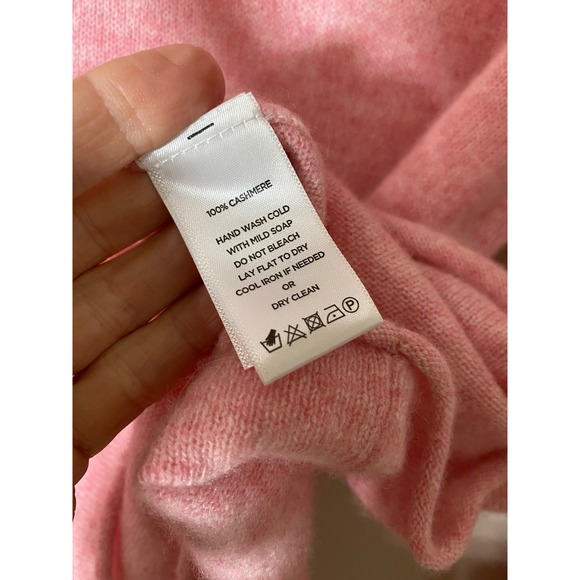 Lilla P 100% Cashmere Pink Turtleneck Puff Shoulder Sweater Womens Small Pastel - Picture 4 of 4